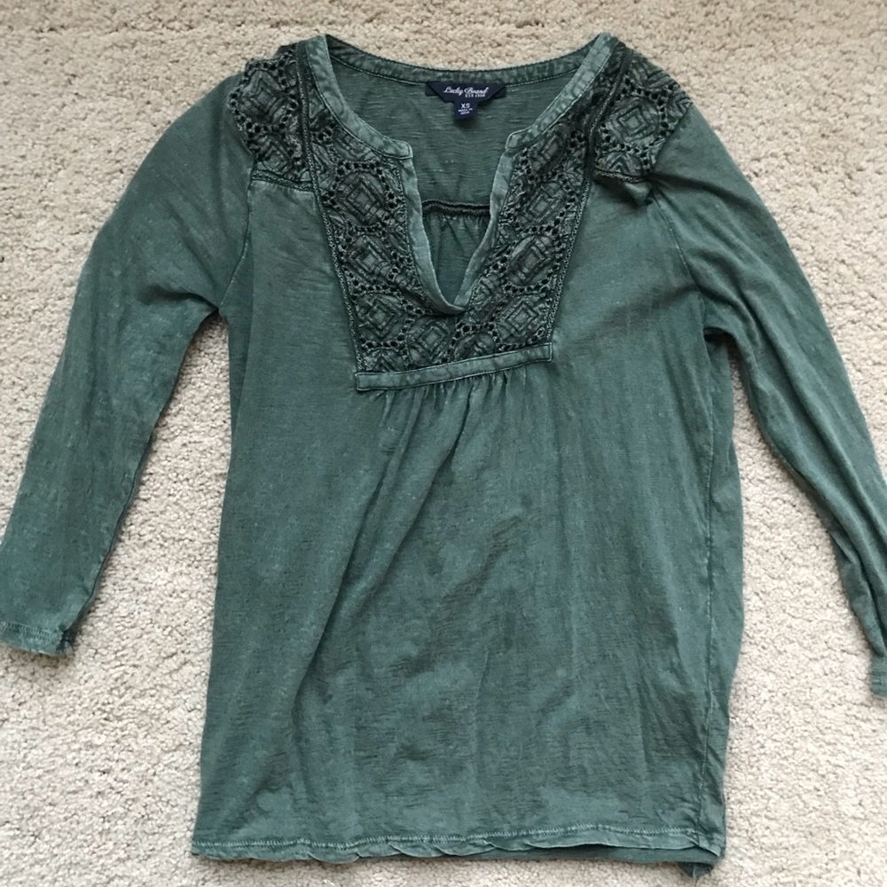 LAST CHANCE - Lucky Brand Forest Green Top